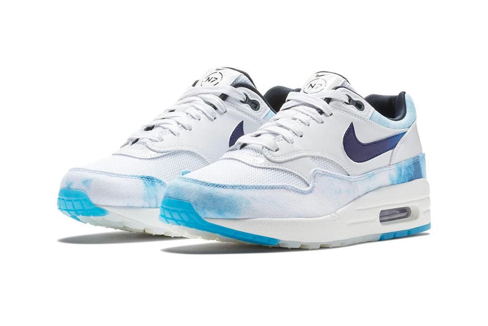Nike N7 Air Max 1 Acid Wash White Blue Sneakers