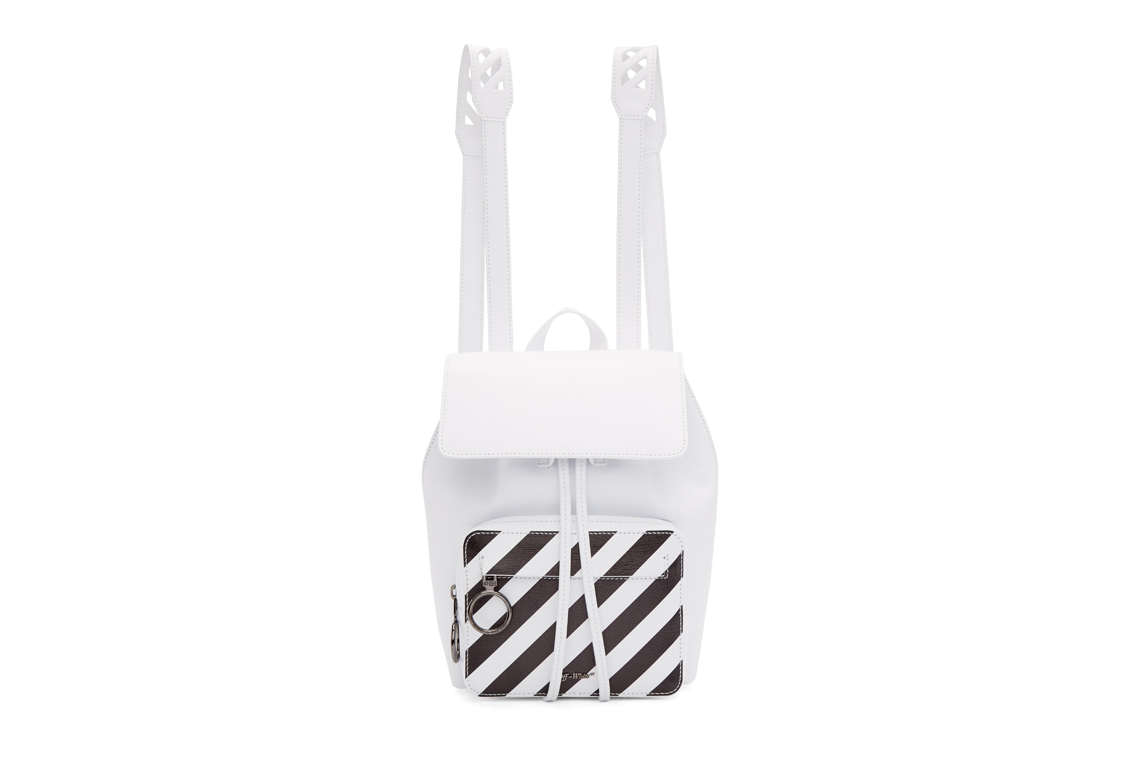 Off-White™ White Leather Backpack and Camera Bag Purse Virgil Abloh Stripes Streetwear Accessory