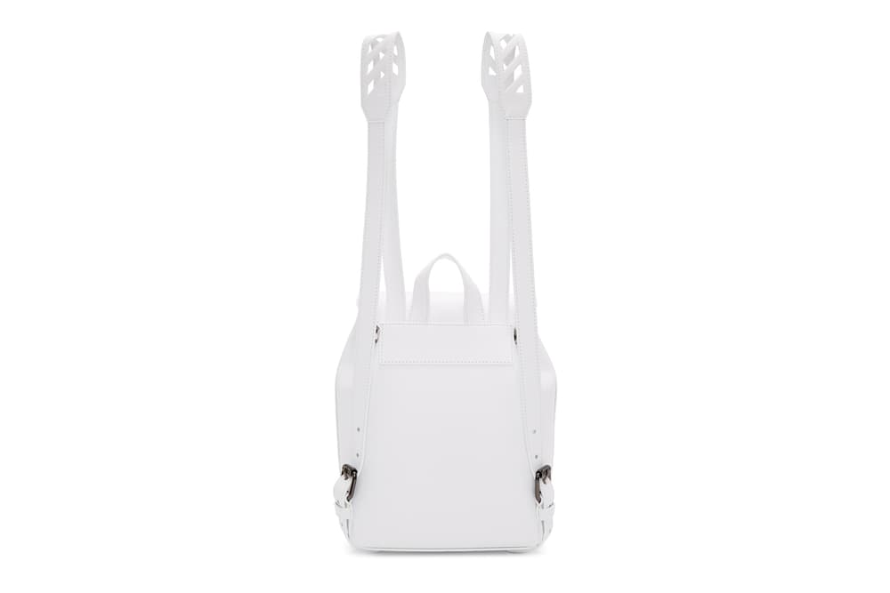 Off-White™ White Leather Backpack and Camera Bag Purse Virgil Abloh Stripes Streetwear Accessory