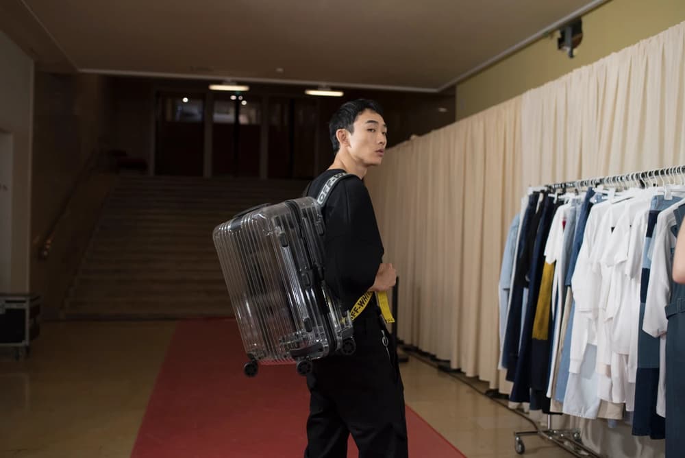 Off-White Virgil Abloh Menswear Spring/Summer 2019 Paris Fashion Week Men's Collection Backstage Suitcase Transparent