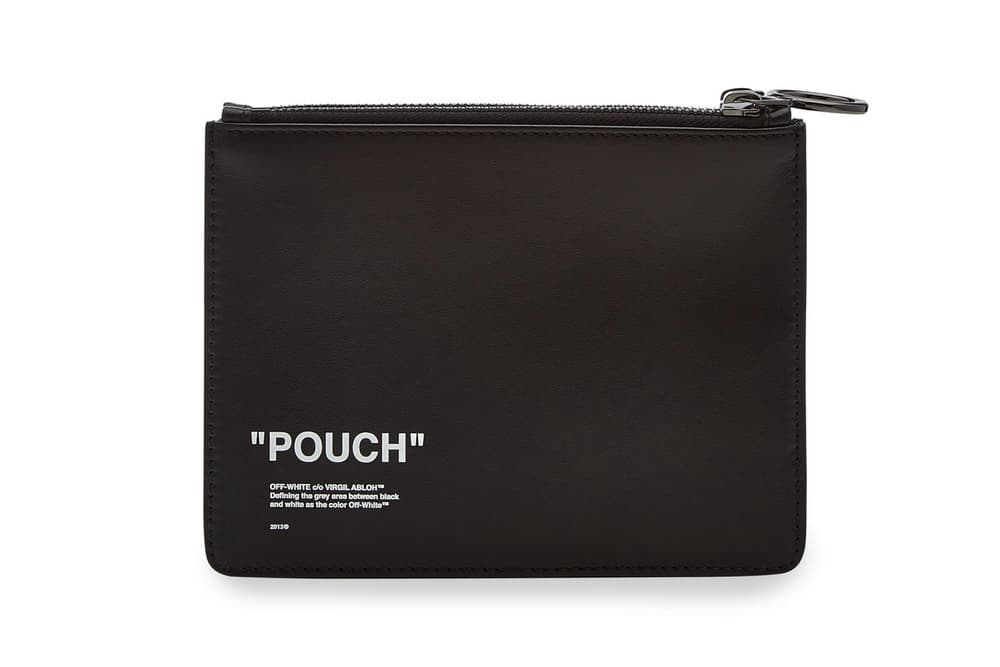 Off-White™ Black Leather "POUCH" Industrial Strap Wallet Clutch Bag