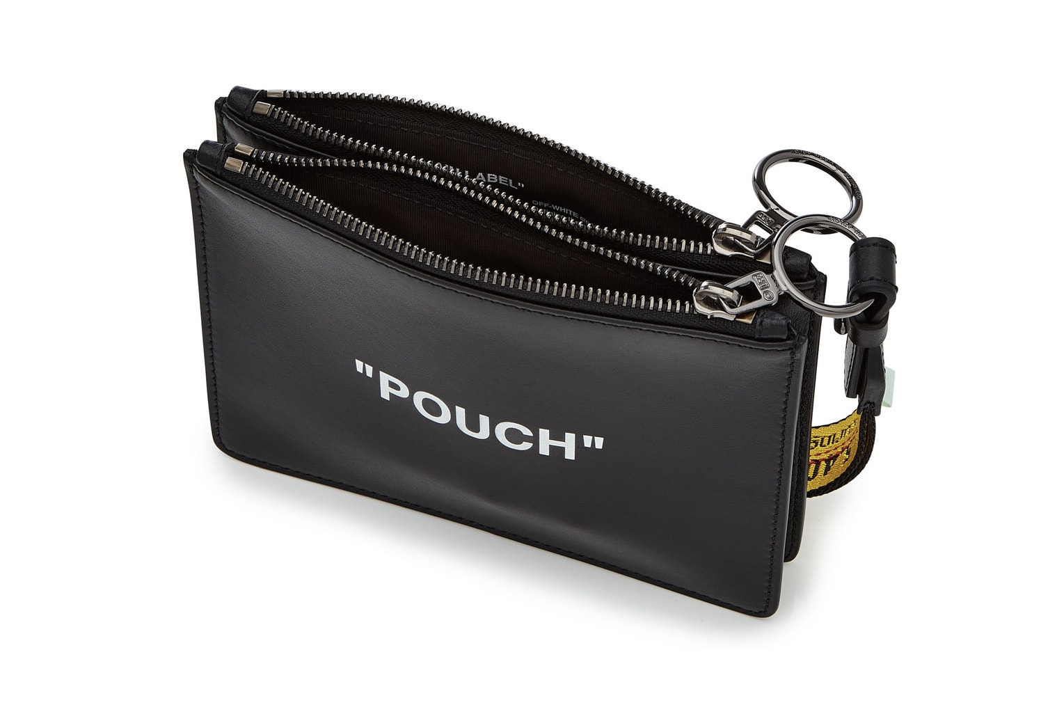 Off-White™ Black Leather "POUCH" Industrial Strap Wallet Clutch Bag