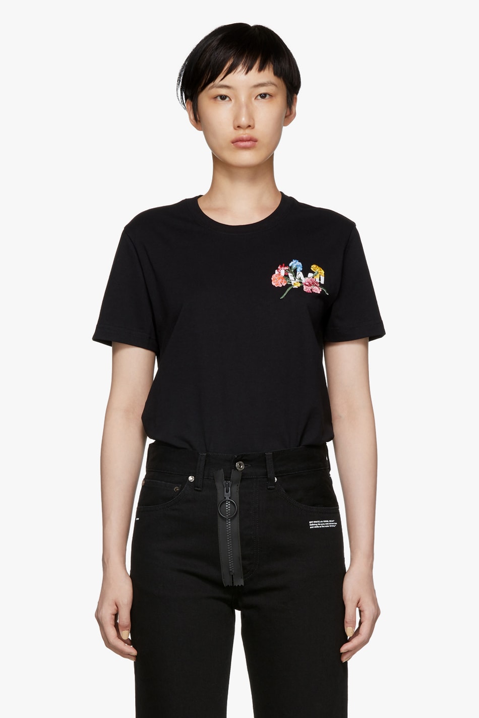 Off-White Flowers Casual T-Shirt Black