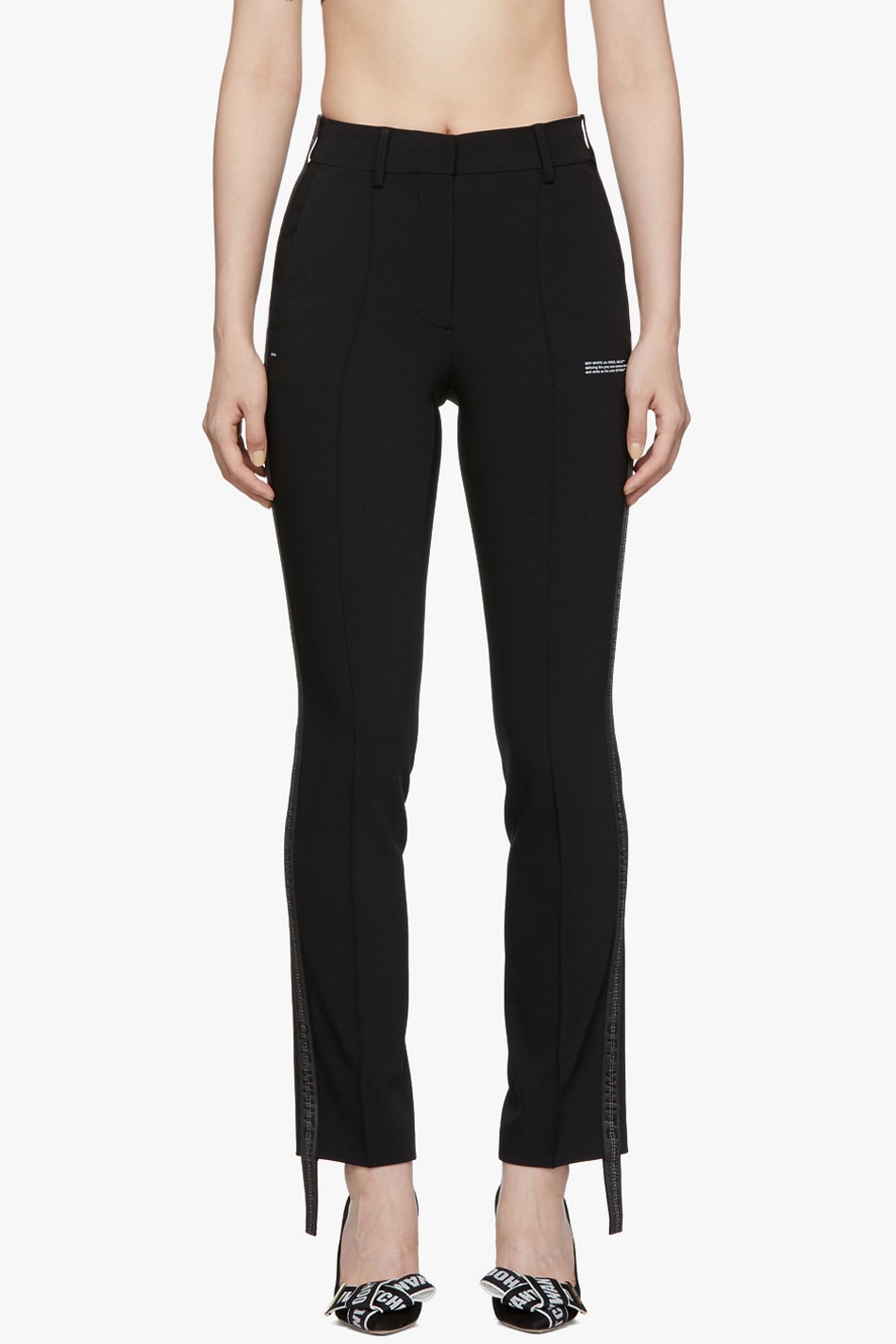 Off-White Crepe Banded Cigarette Trousers Black