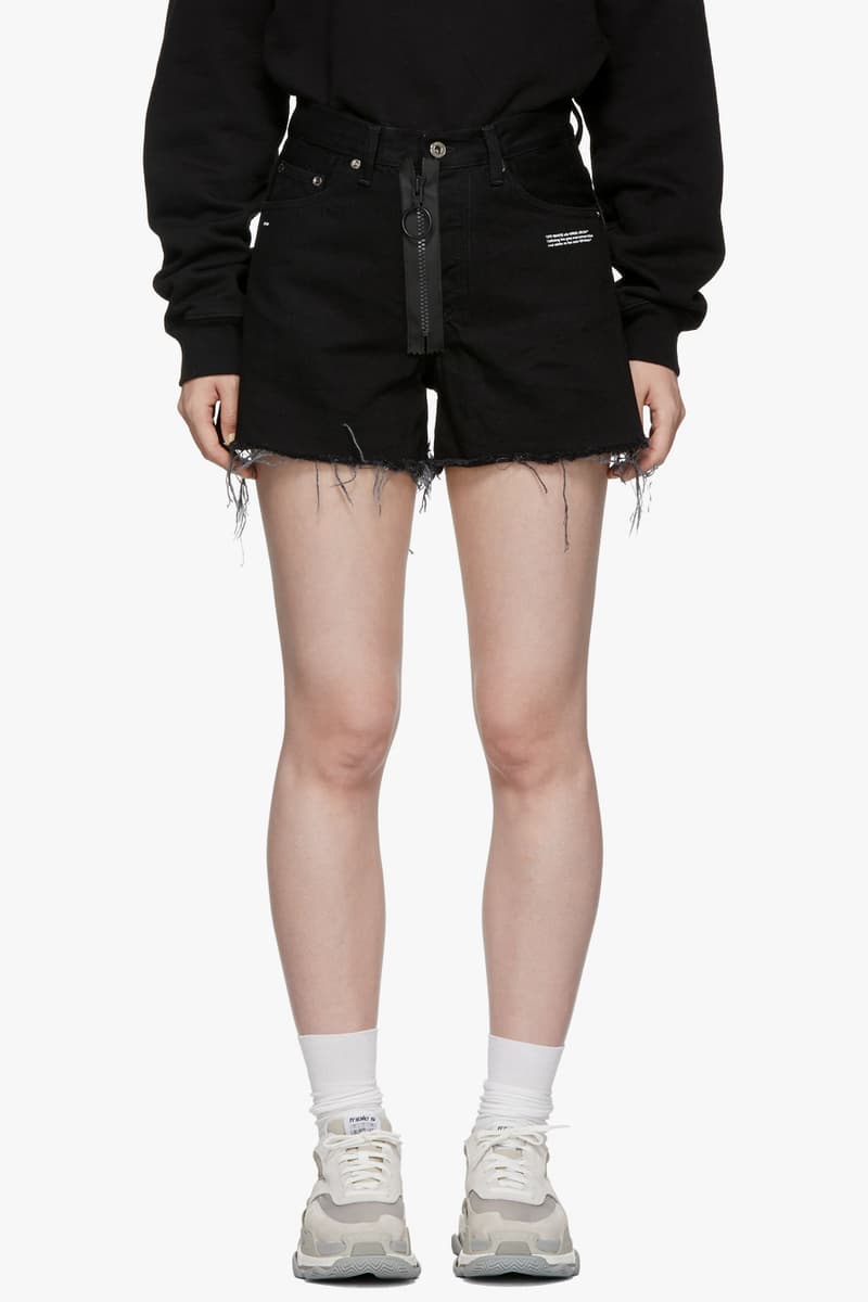 Off-White Vintage Flowers Denim Shorts Black