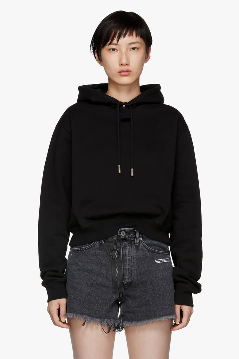 Off-White Arrow Cropped Hoodie Black