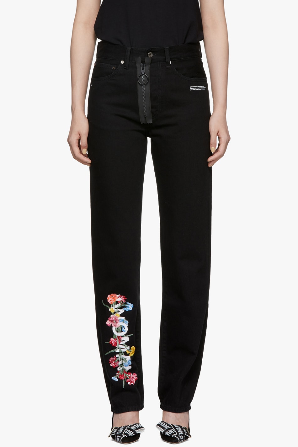 Off-White Vintage Flowers Baggy Jeans Black