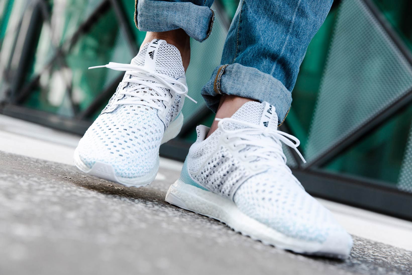 Parley adidas Originals UltraBOOST Blue White On Foot