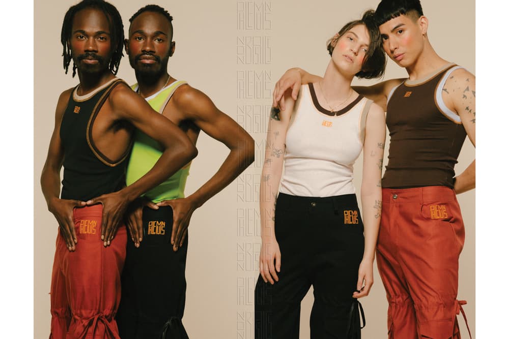 PHLEMUNS Nonbasics Lookbook Tanks Tie Pants Black Green Khaki Red