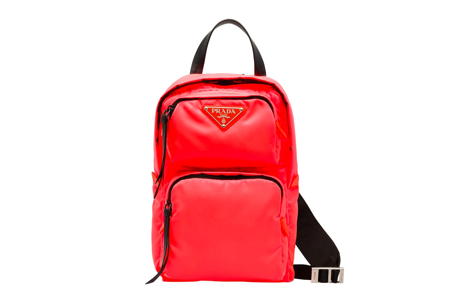 Prada Fluo Fluorescent Fall Winter 2018 One Shoulder Backpack Red