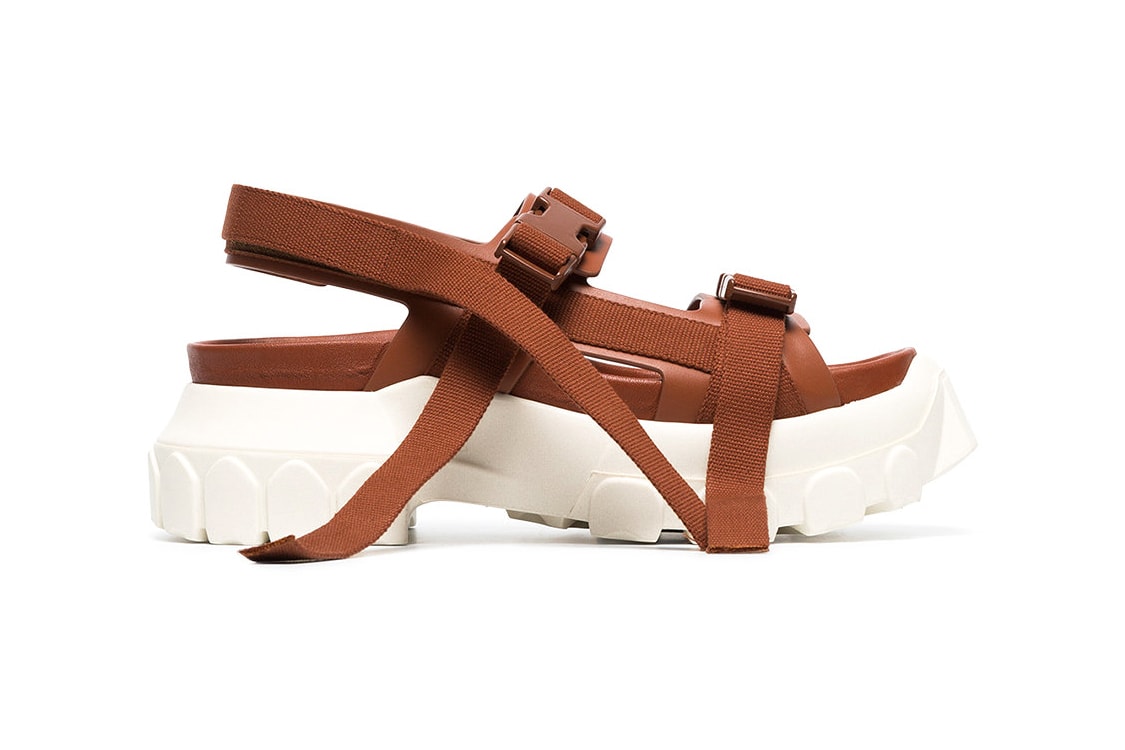 Rick Owens Sisyphus Leather Hiking Sandals Brown White