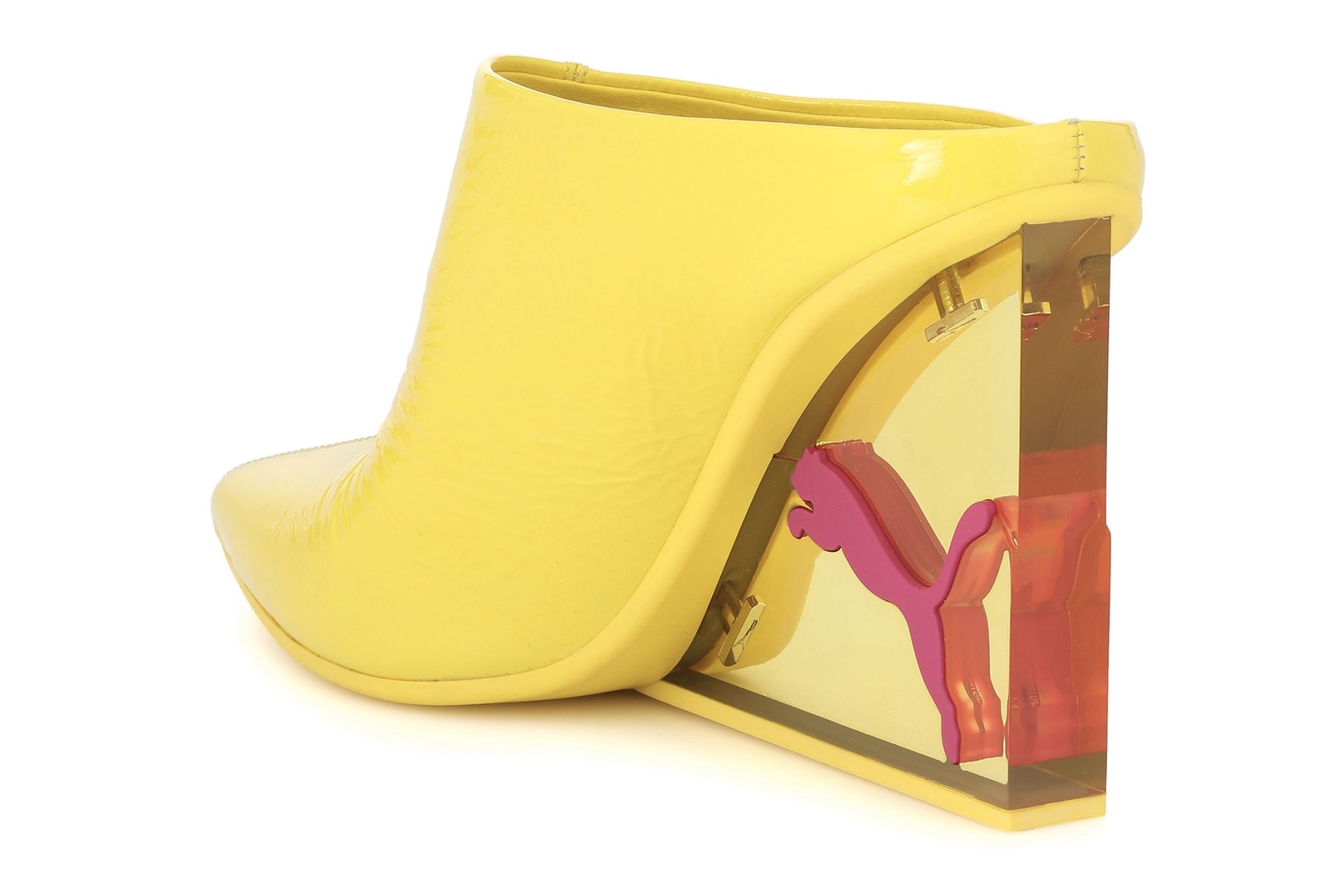 Fenty PUMA Rihanna Yellow Perspex Heel Mules Sandals