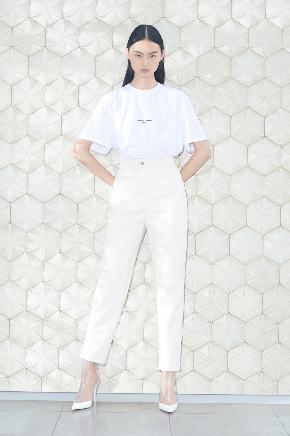 Stella McCartney Spring/Summer 2019 Collection Lookbook T-shirt Denim Pants Booties White Cream Clear