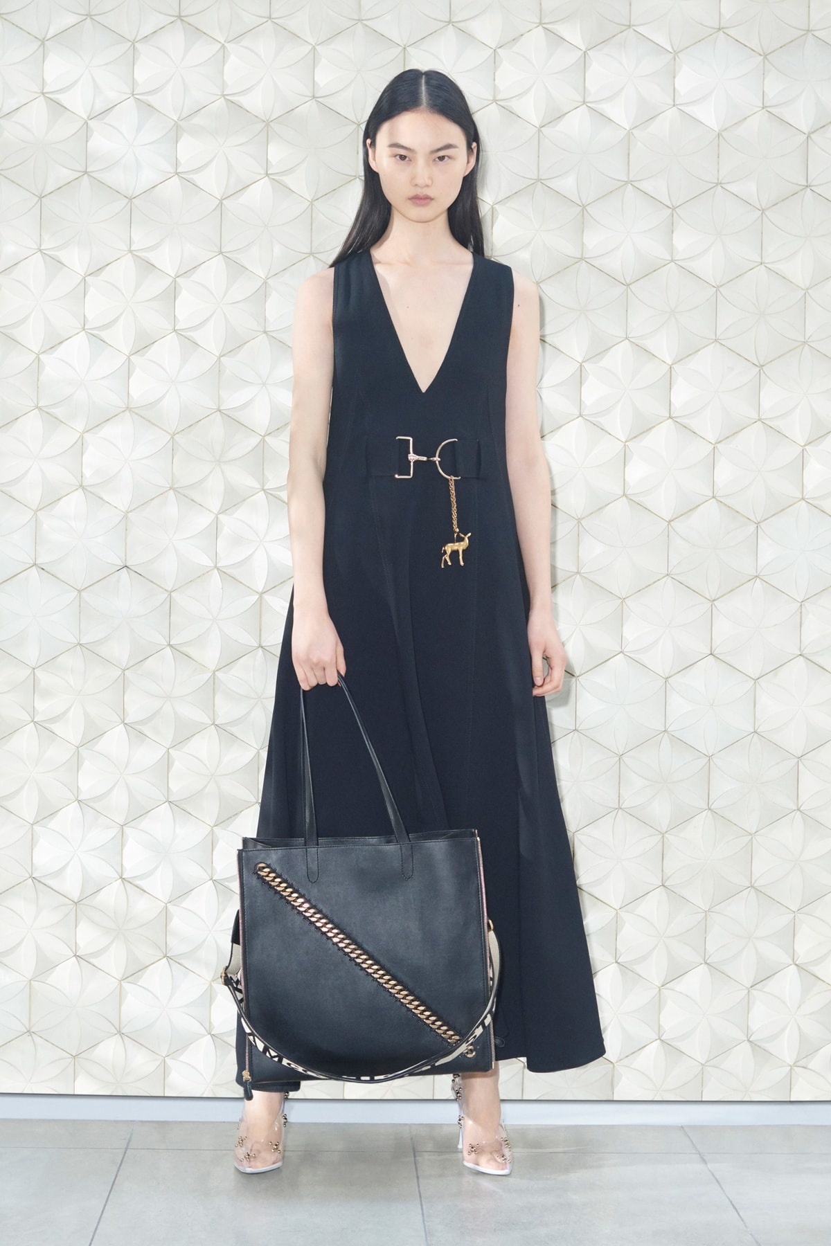 Stella McCartney Spring/Summer 2019 Collection Lookbook Long Dress Leather Handbag Black