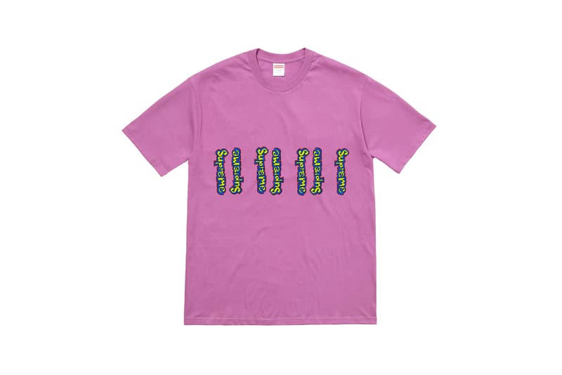 Supreme Summer 2018 T-shirt Crew Tees Collection Logo Pink Yellow Blue