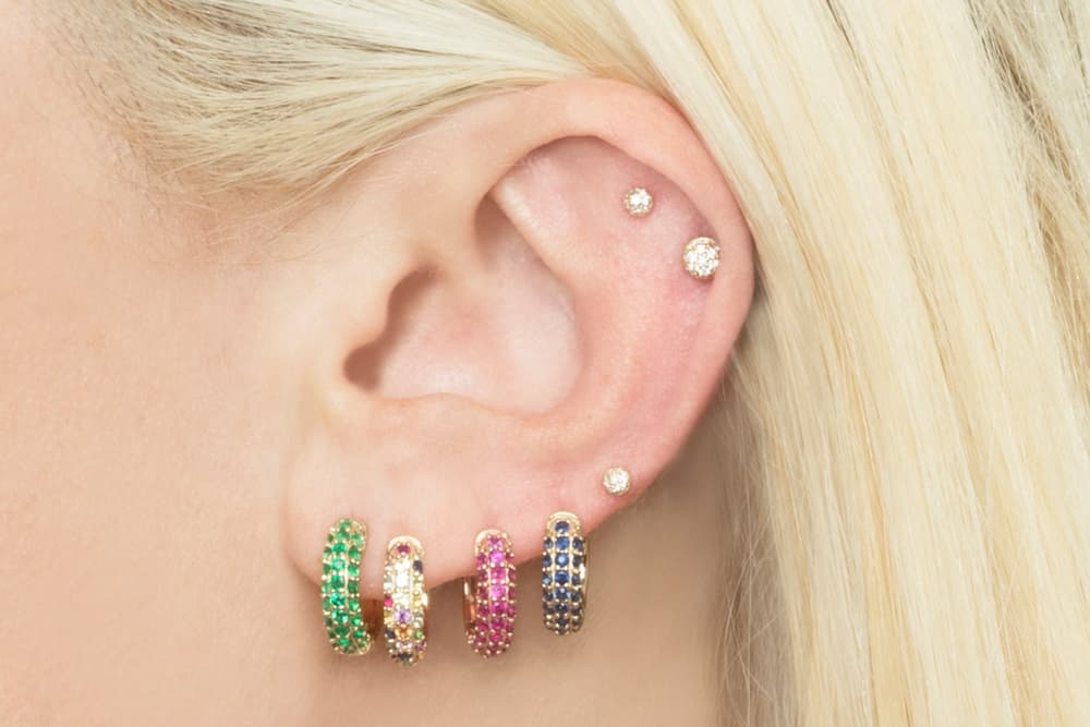 The Last Line Ruby Pave Wide Hoop Earring