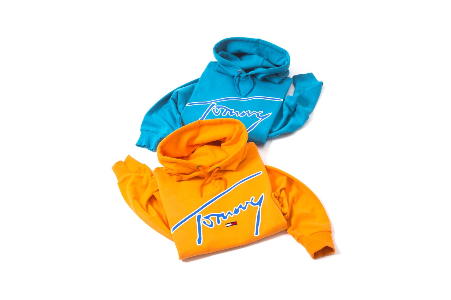 Tommy Jeans Signature Collection Pullover Hoody Enamel Blue Orange Peel