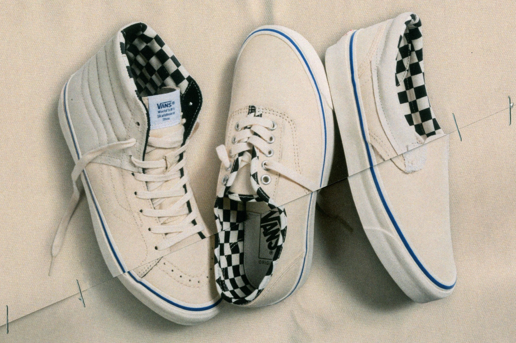 Vans Vault Sk8-Hi LX Authentic Style 36 Inside Out Cap LX Pack Checkerboard Cream White Blue
