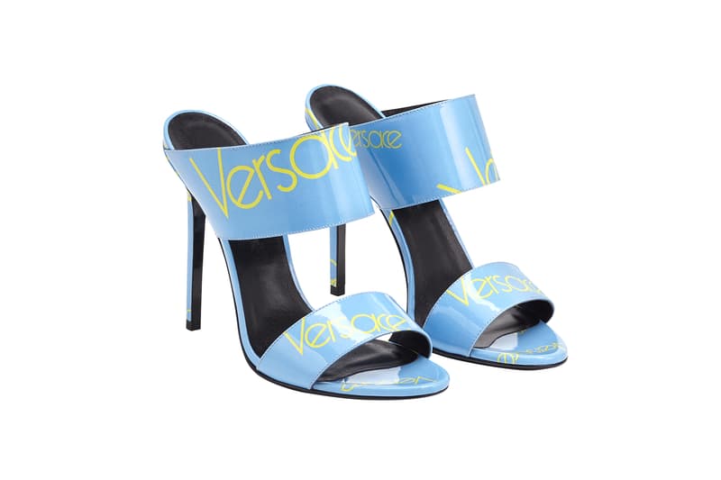 Versace Blue Logo Sandal Patent Leather