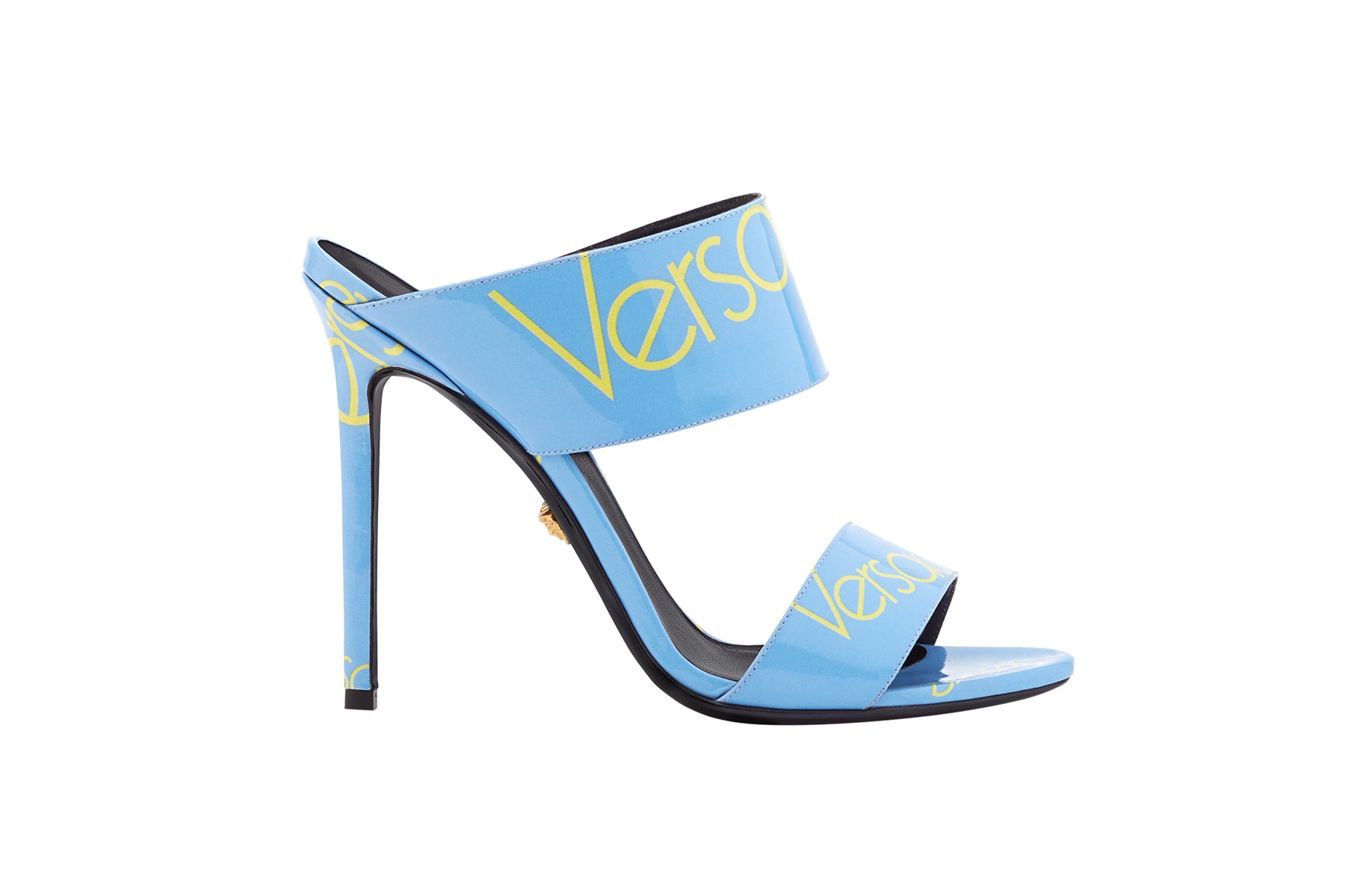 Versace Blue Logo Sandal Patent Leather