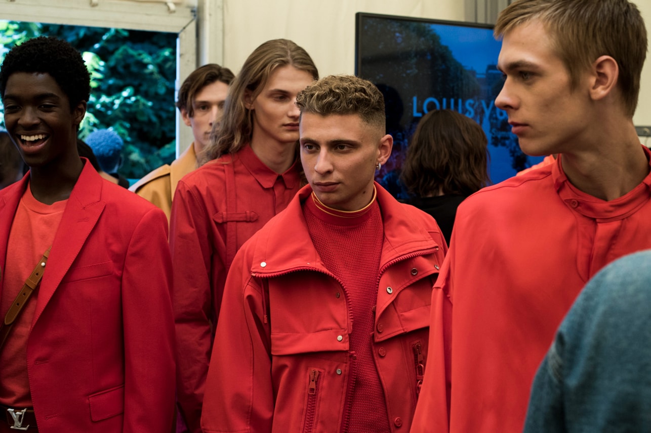 Louis Vuitton Men's Spring/Summer 2019 Show Paris Fashion Week Backstage Blondey McCoy Jacket Blazer Shirt Red