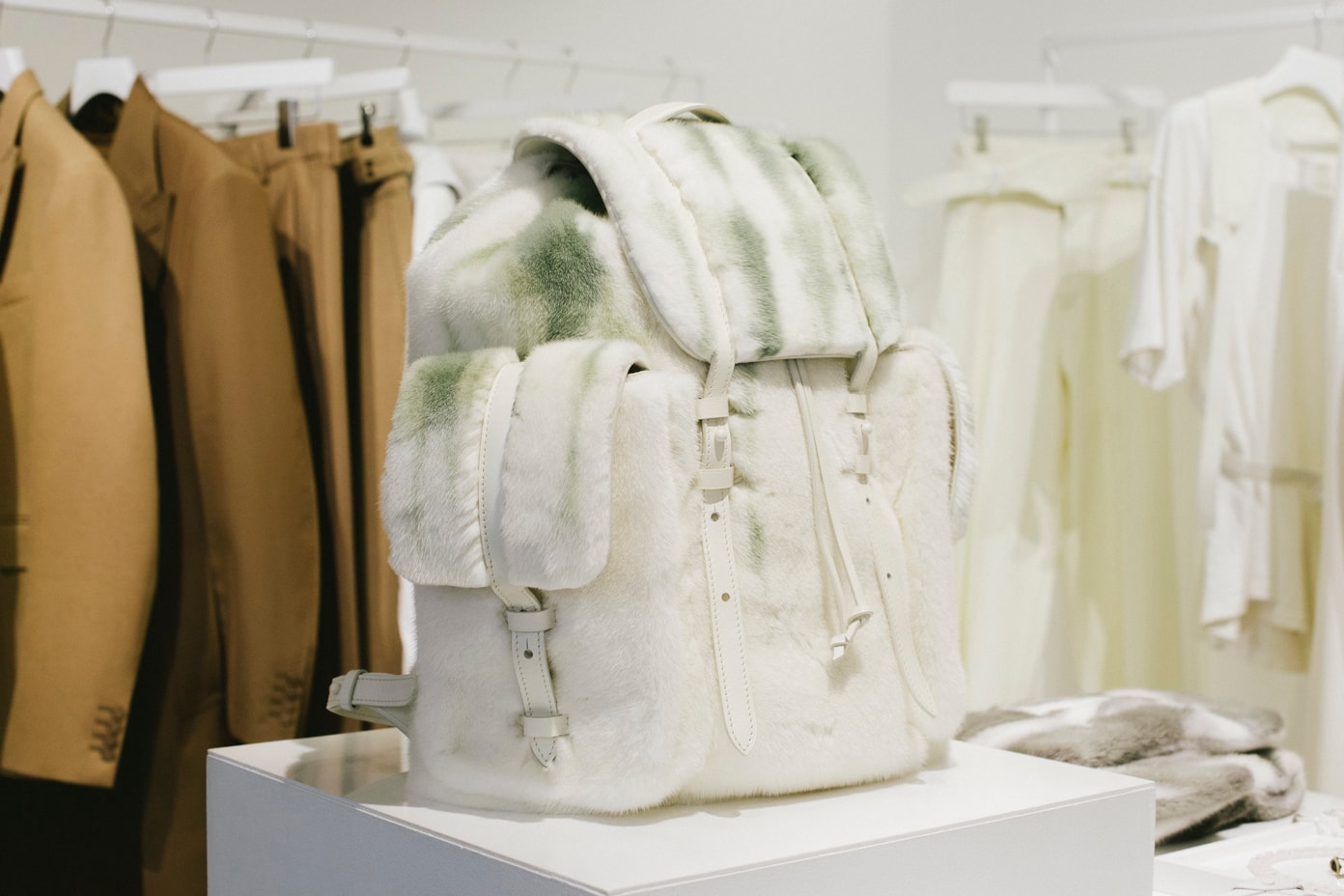 Virgil Abloh Louis Vuitton Spring/Summer 2019 Fur Backpack White
