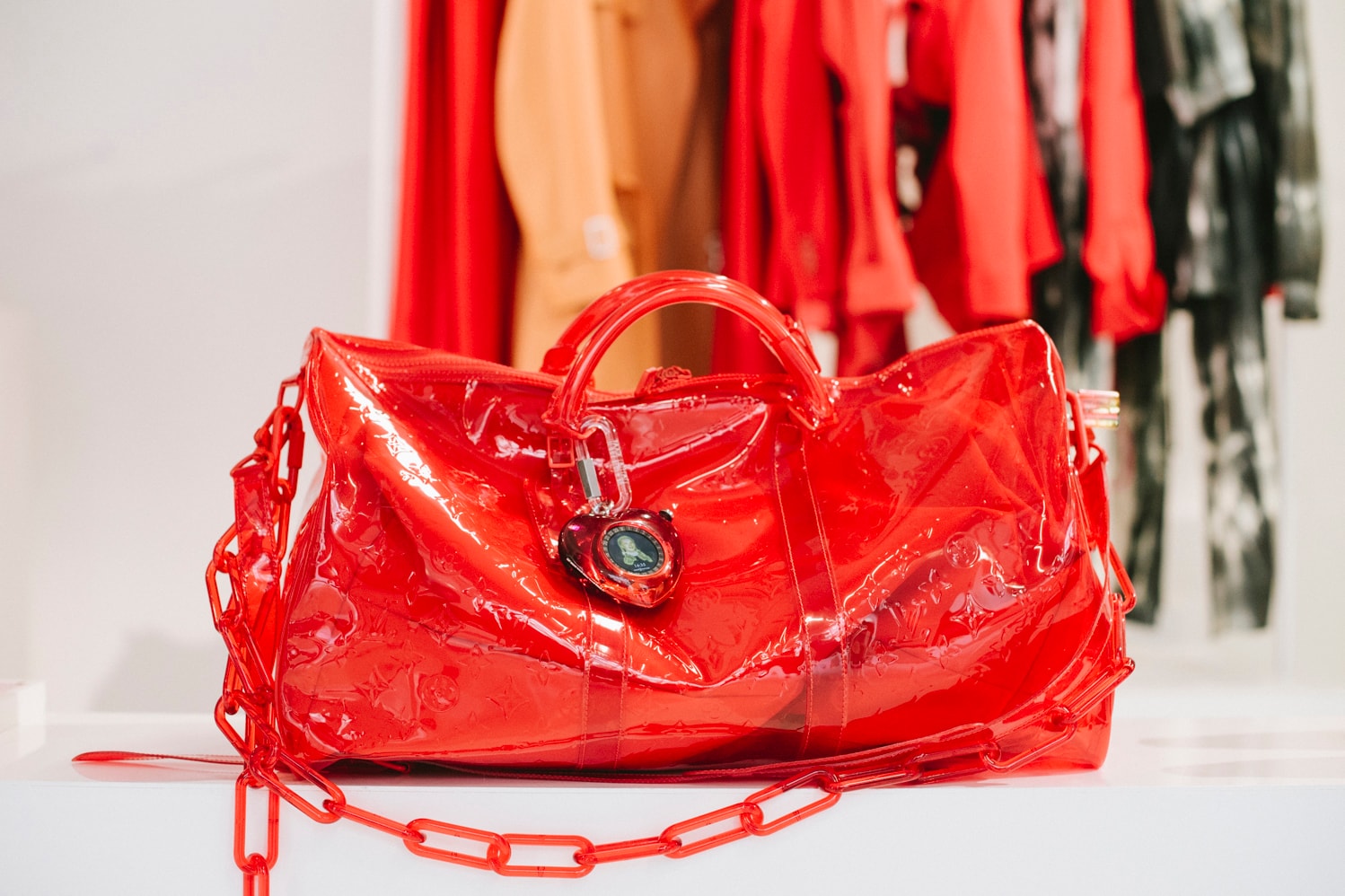 Virgil Abloh Louis Vuitton Spring/Summer 2019 Transparent Bag Red