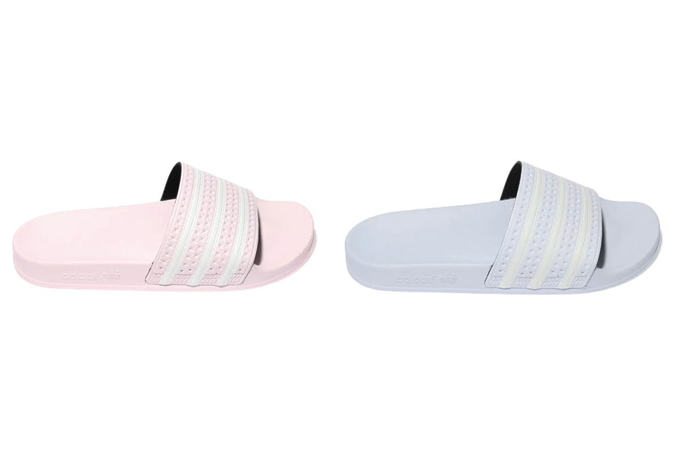 adidas Adilette Slides in Pastel Pink & Blue |