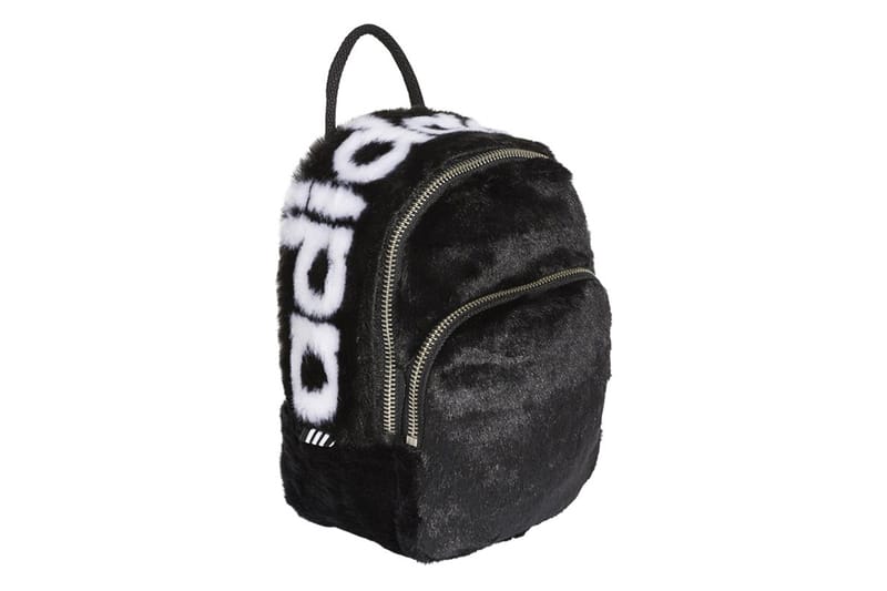 black faux fur mini backpack