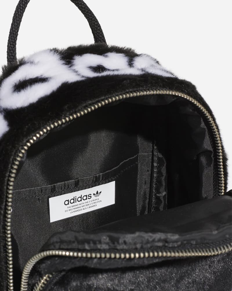 adidas monochromatic black white faux fur mini backpack noble green fanny pack waist bag