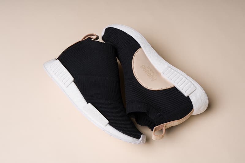 adidas nmd cs1 core black city sock primeknit boost leather details