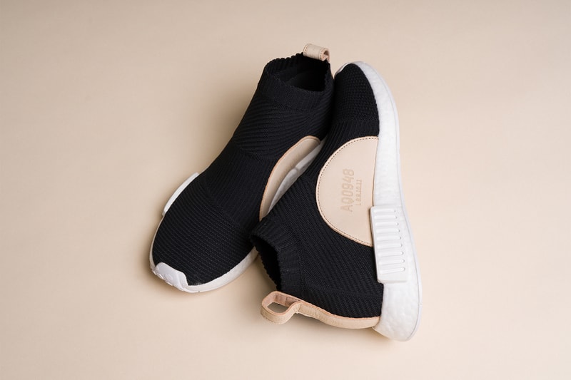 adidas nmd cs1 core black city sock primeknit boost leather details