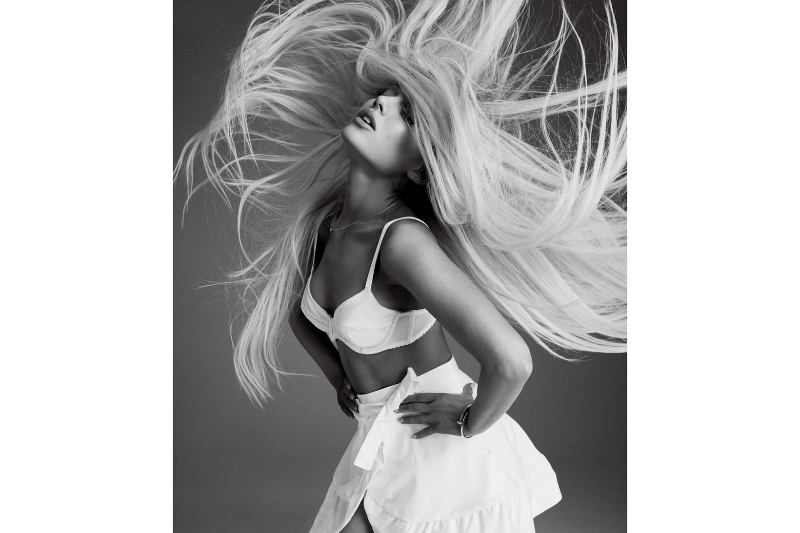Ariana Grande ELLE August 2018 Issue Bra Skirt Fleur Du Mal White