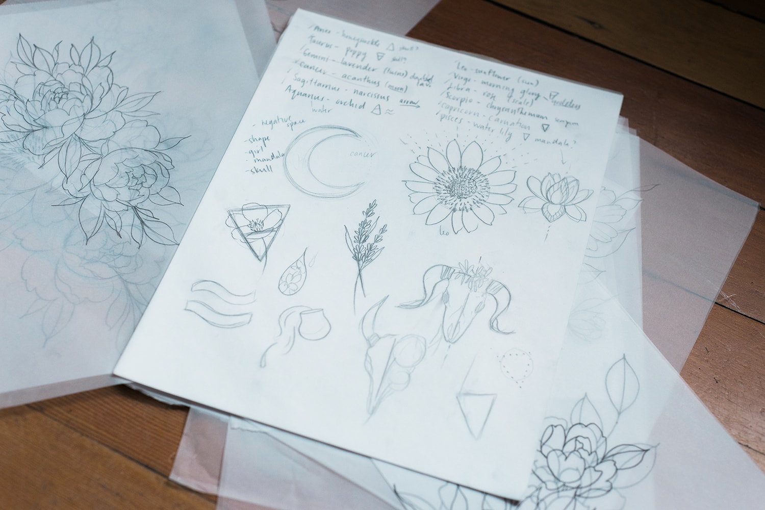 Tattoo Artist Female Vancouver Floral Vanessa Dong Drawings Drafts