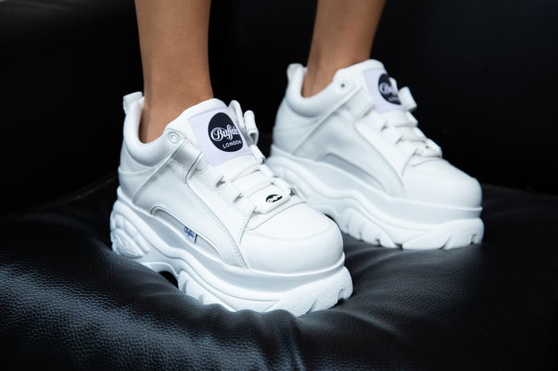 Buffalo London Low-Top Sneakers in White/Black Where to Buy Cop HBX HBXWM