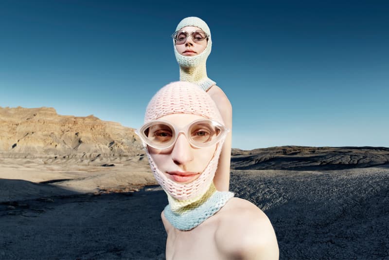 Tecnologias Calvin klein Monogram Podkoszulek 2 Jednostki Fall 2018 Campaign Knit Masks Pink Blue Oversized Sunglasses Clear