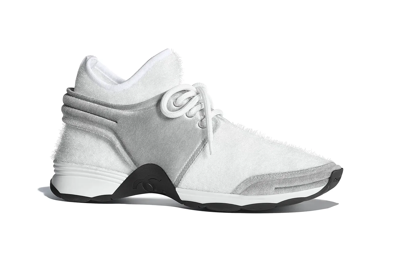 chanel stretch fabric sneakers