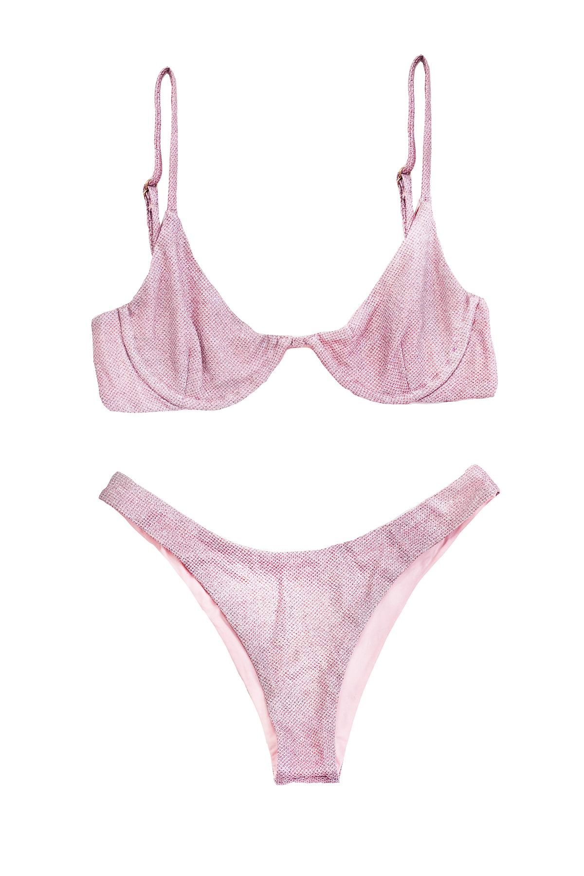 danielle guizio lure glitter bikini swimwear pink