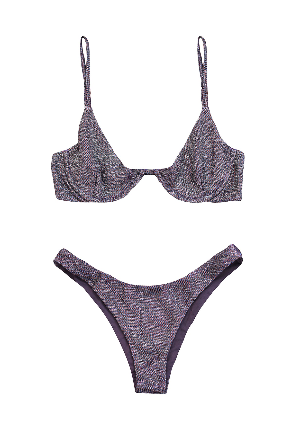 danielle guizio lure glitter bikini swimwear purple