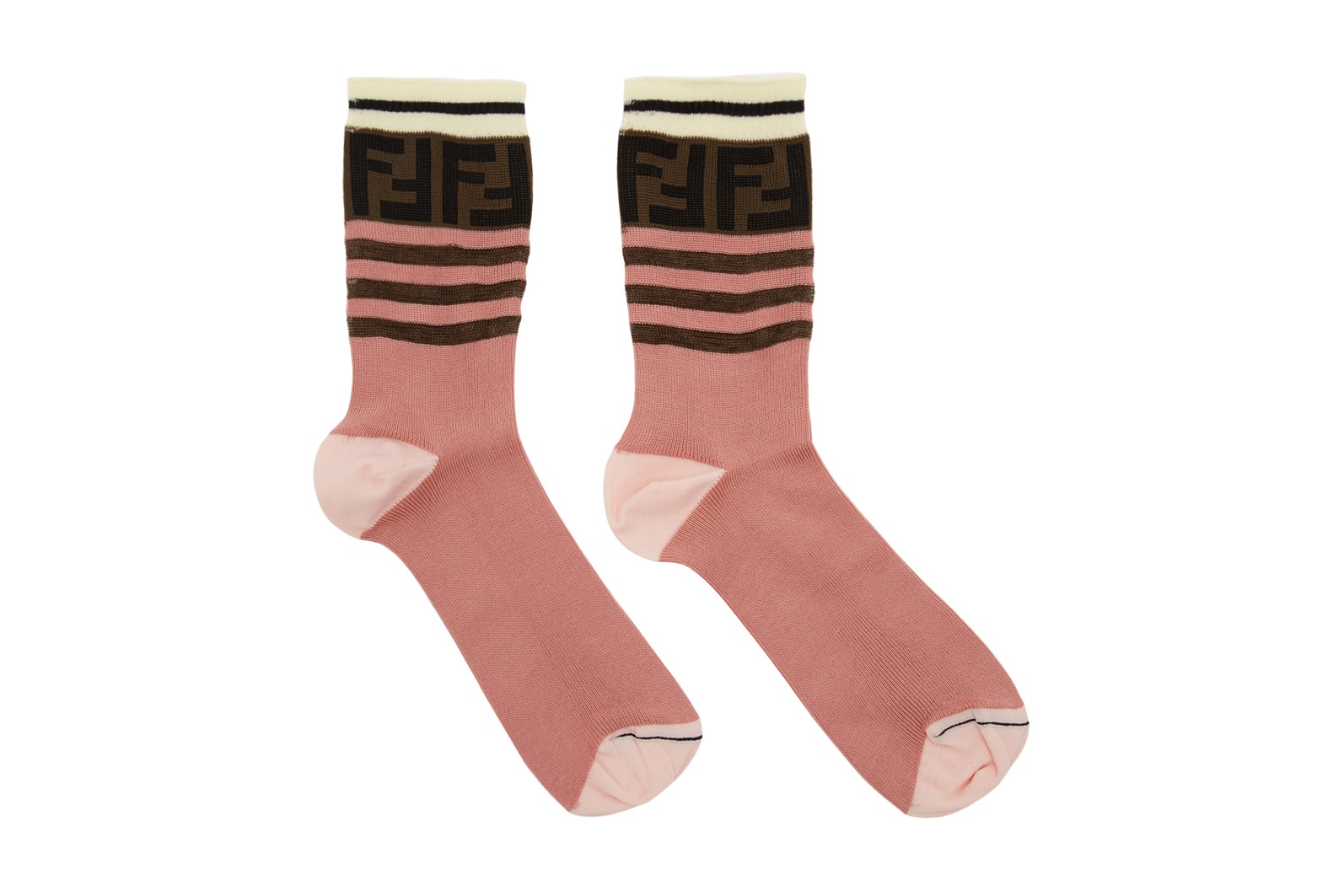 fendi monogram ff band socks dusk pink cotton made in italy ssense