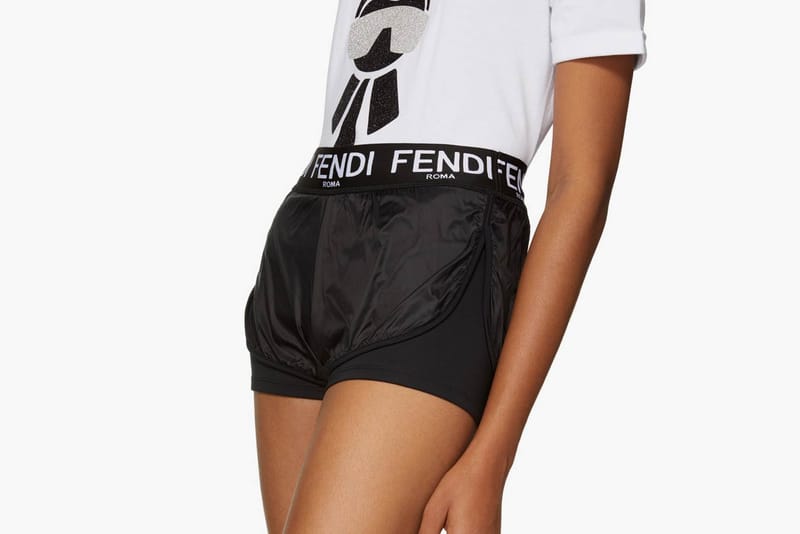 FENDI logo-print drawstring shorts - Black