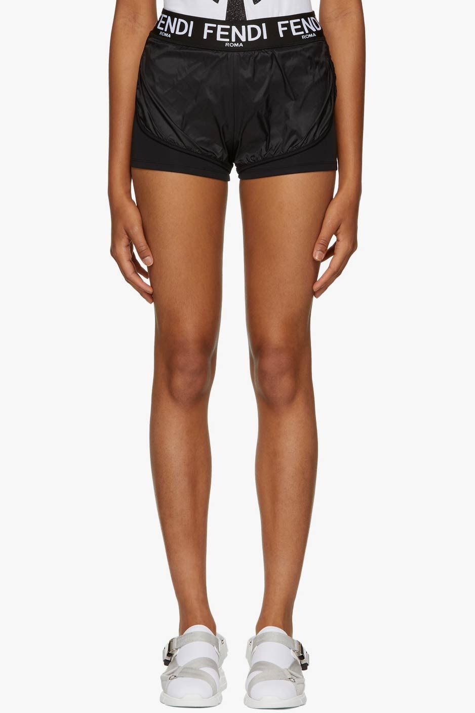 Fendi Nylon Sporty Shorts Black
