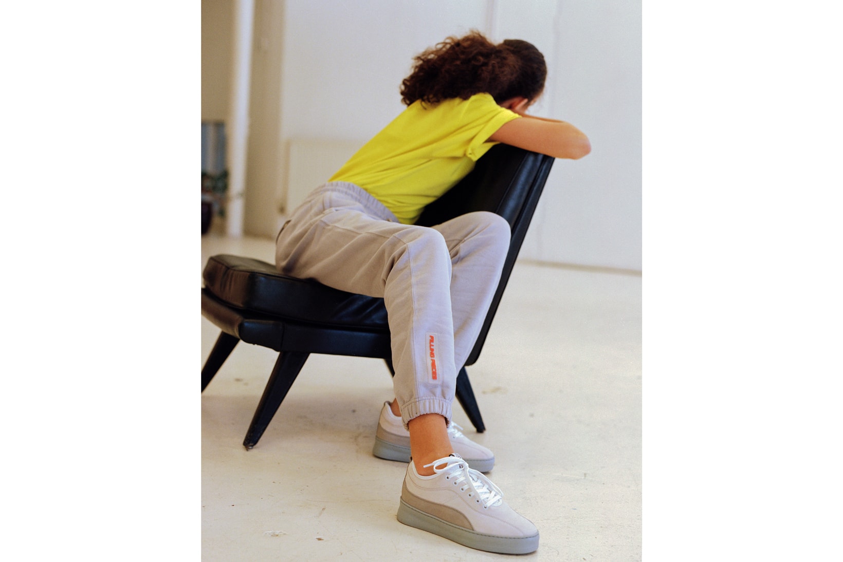 Filling Pieces First Drop Fall Winter 2018 Collection Sweater Yellow Sweatpants Grey