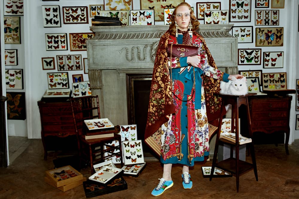 Gucci Fall/Winter 2018 Collectors Campaign Oversized Cloak Maroon Dress Teal Red
