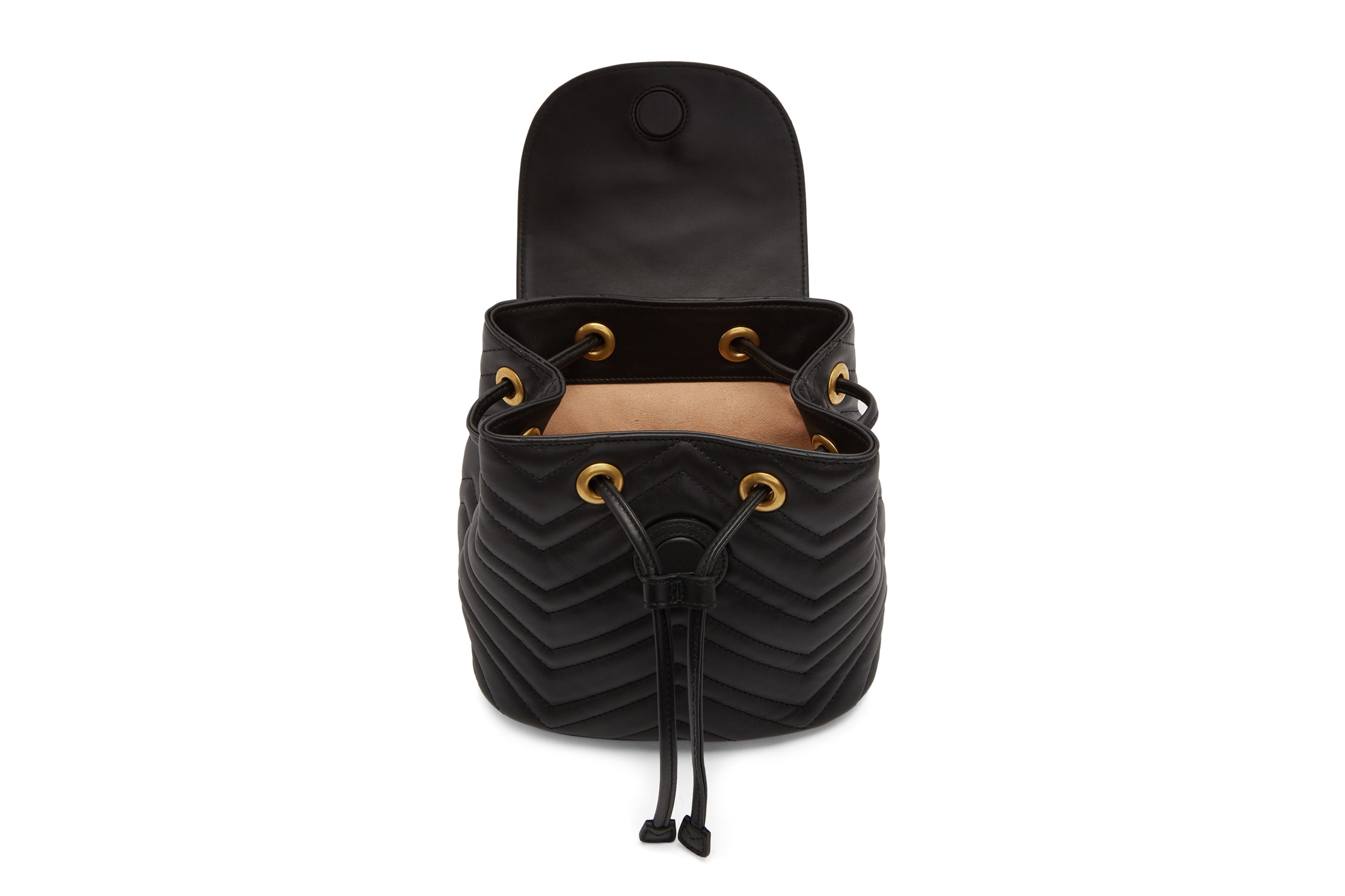 Gucci Marmont 2.0 Backpack in Black and Red Gold Hardware Logo GG Luxury Accessory Leather
