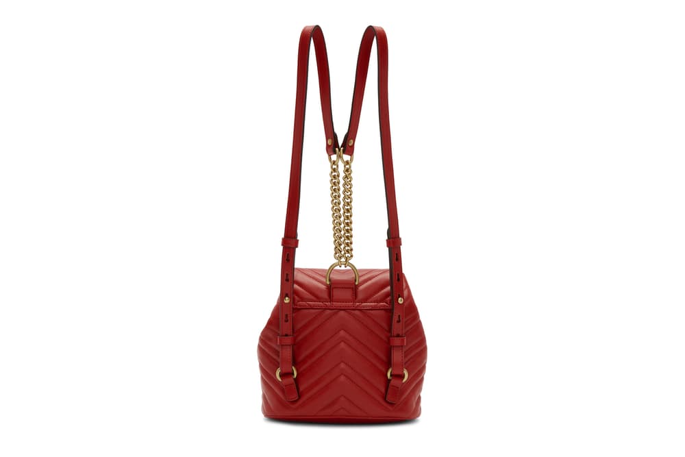 Gucci Marmont 2.0 Backpack in Black and Red Gold Hardware Logo GG Luxury Accessory Leather