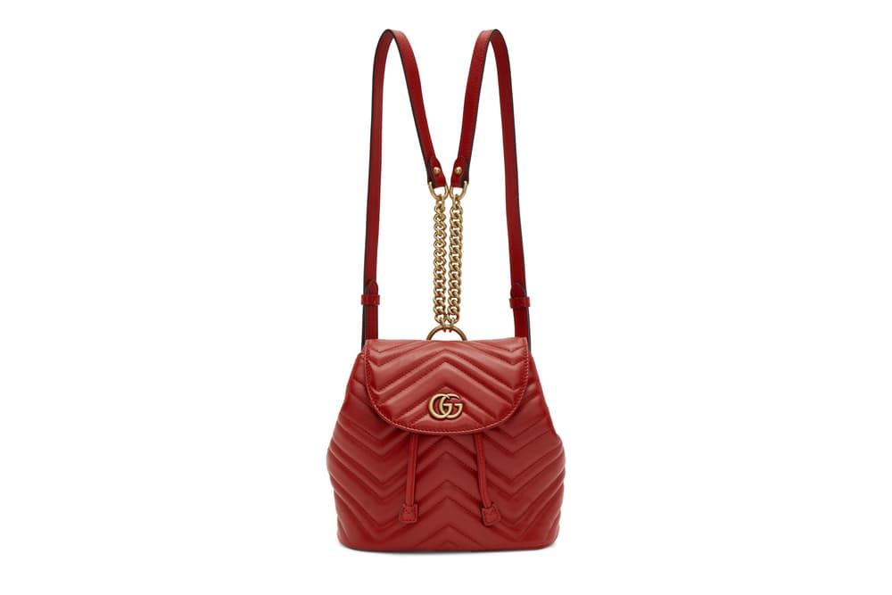 Gucci Marmont 2.0 Backpack in Black and Red Gold Hardware Logo GG Luxury Accessory Leather