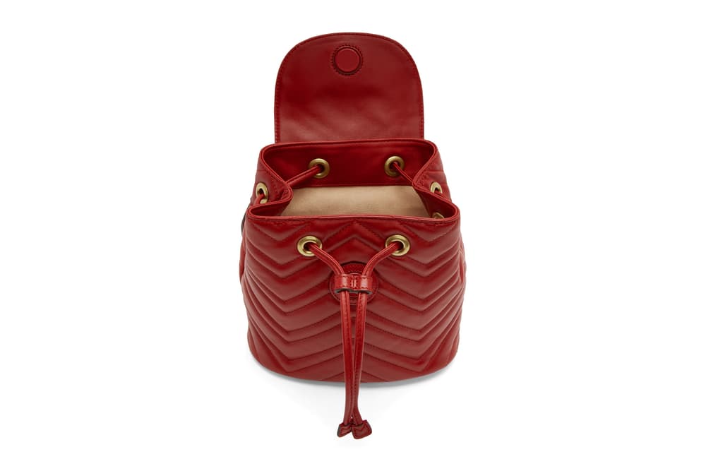 Gucci Marmont 2.0 Backpack in Black and Red Gold Hardware Logo GG Luxury Accessory Leather