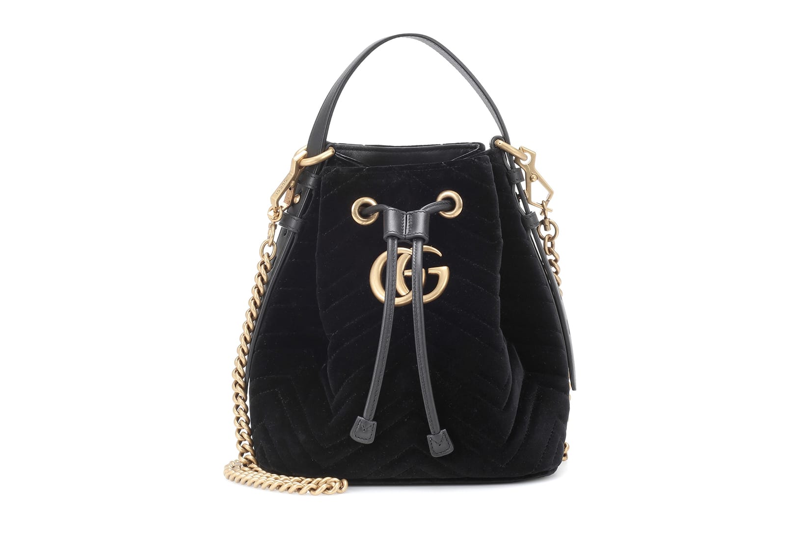 Marmont Bucket Bag in Black Velvet 