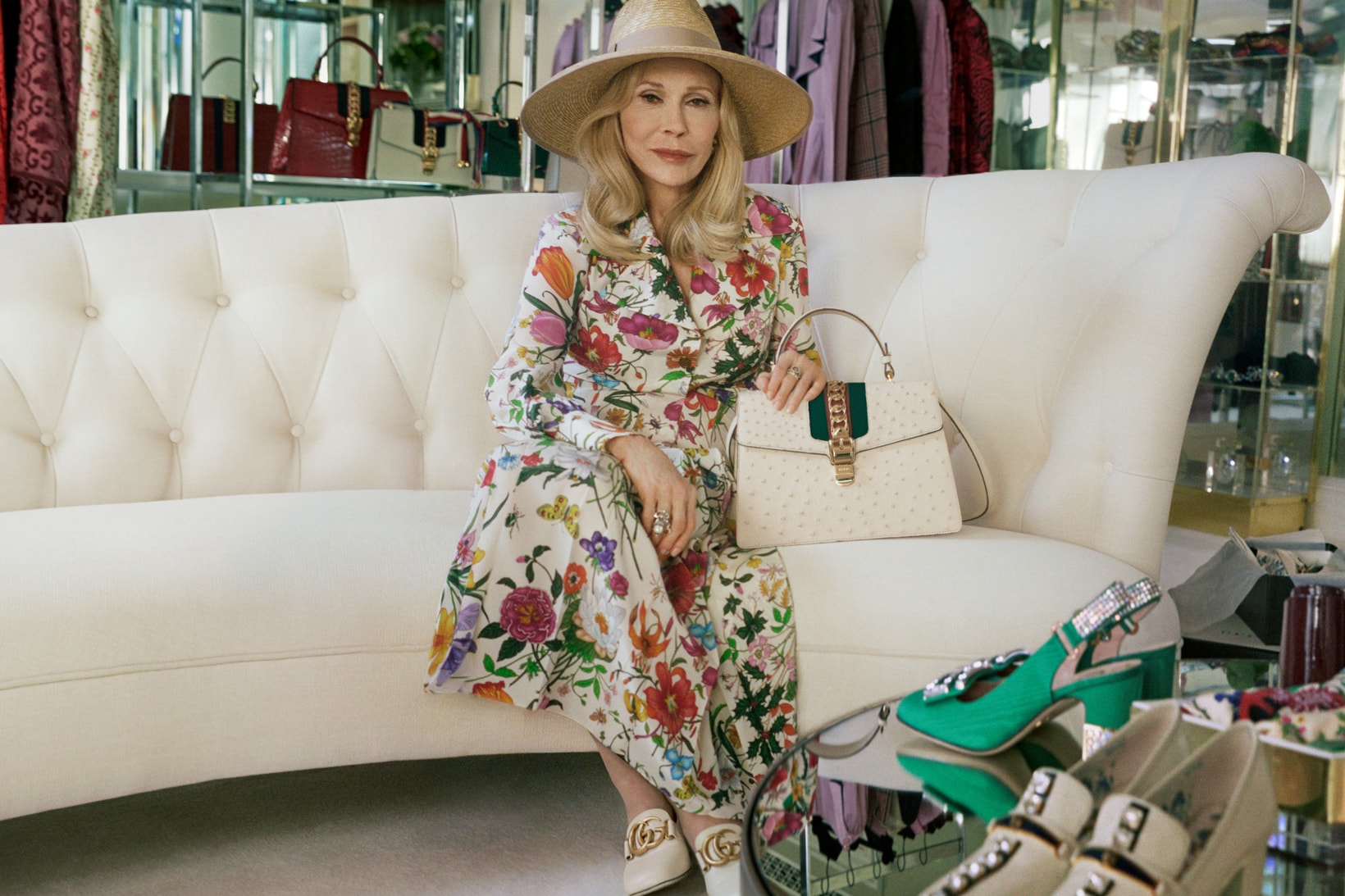 Gucci Handbag Campaign Faye Dunaway Sylvie Top Handle White